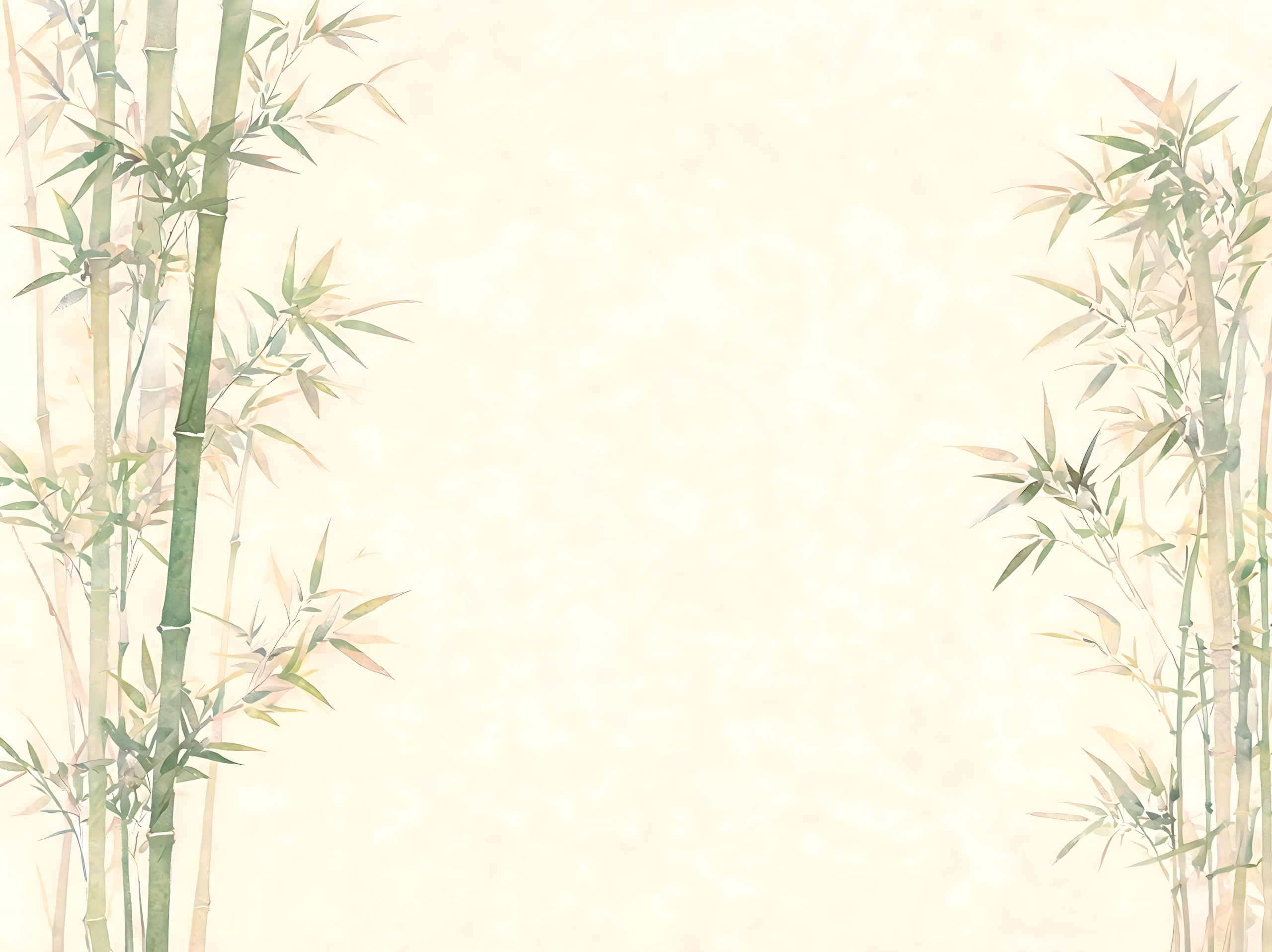 Watercolour bamboo illustration with soft cream background, decorative border for Kawayan Martial Arts School website